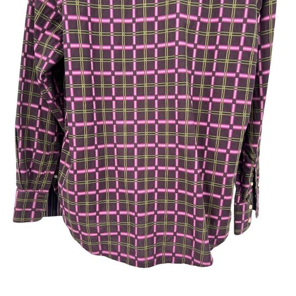 Robert Graham Men's Button Down Shirt XL Purple Green Fluorescent 100% Cotton - Picture 9 of 14